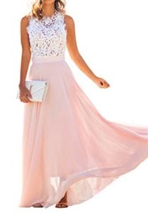 Floral Lace Chiffon Maxi Dress Small